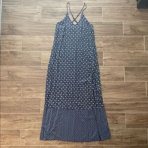 Old Navy Navy Blue Patterned Maxi Dress